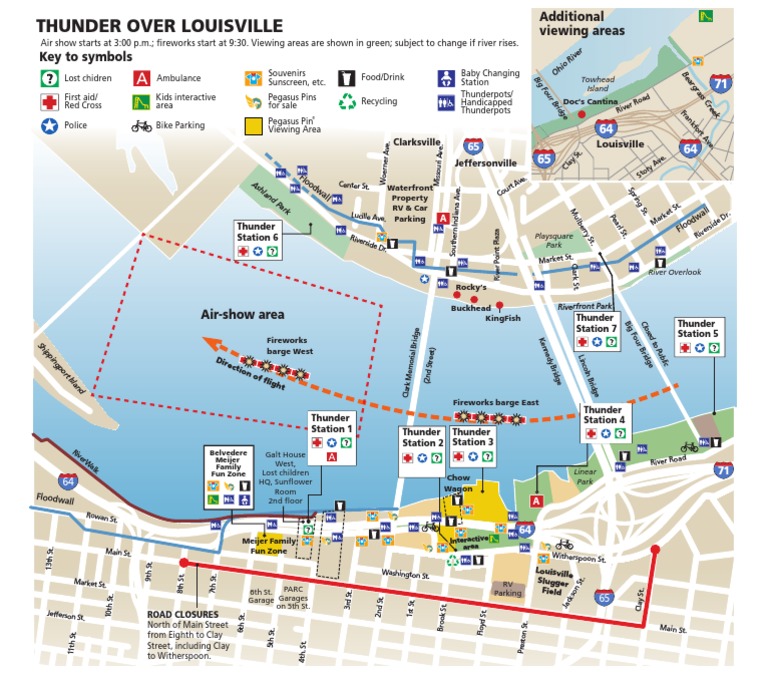 Map of Road Closures for Thunder Over Louisville