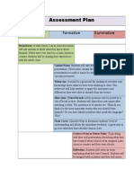 Assessment Plan: Entry-Level Formative Summative