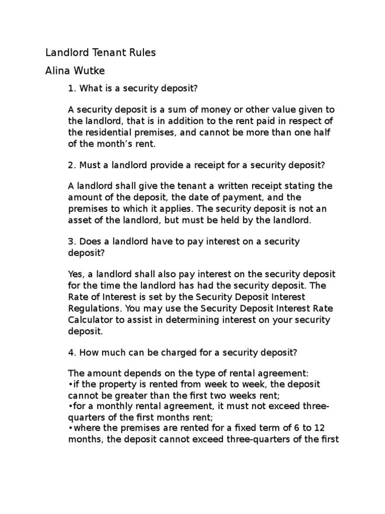 landlord tenant rules Lease Leasehold Estate