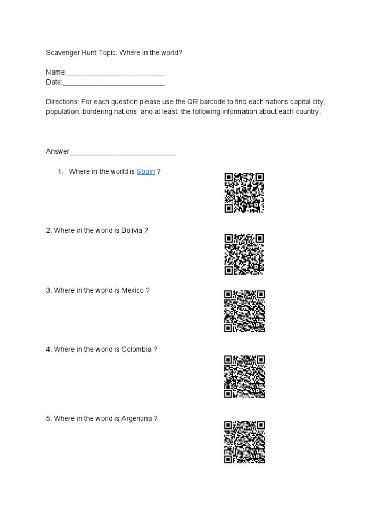 World Capitals Scavenger Hunt Guide | PDF | Social Science