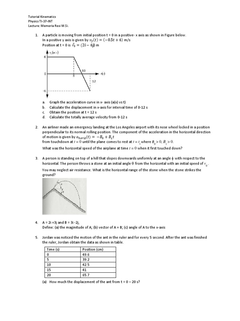Analysis of Kinematic Problems Involving Particle Motion, Projectile