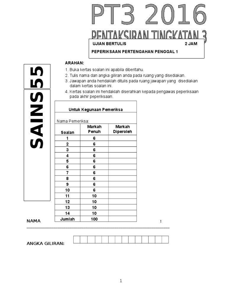 Soalan Sains Tingkatan 1 Pdf