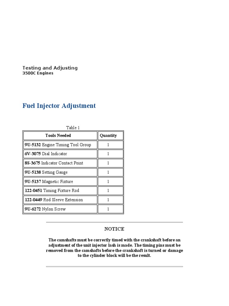 Fuel Injector Adjustment PDF Fuel Injection Vehicle Parts