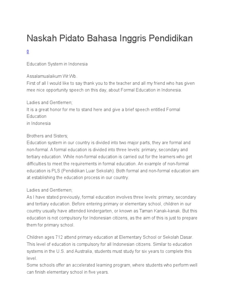 Teks Pidato Bahasa Inggris Tentang Pendidikan Terkait Teks