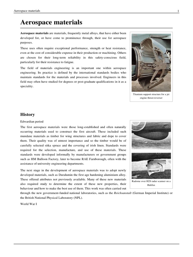 Aerospace Materials PDF Manmade Materials Materials