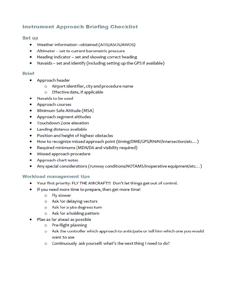 IR Approach Brief Checklist PDF