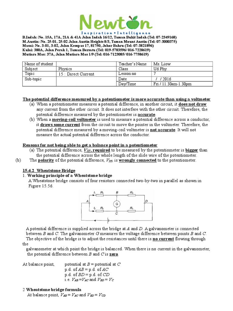 The Potential Difference Measured by A Potentiometer Is More Accurate Than Using A Voltmeter