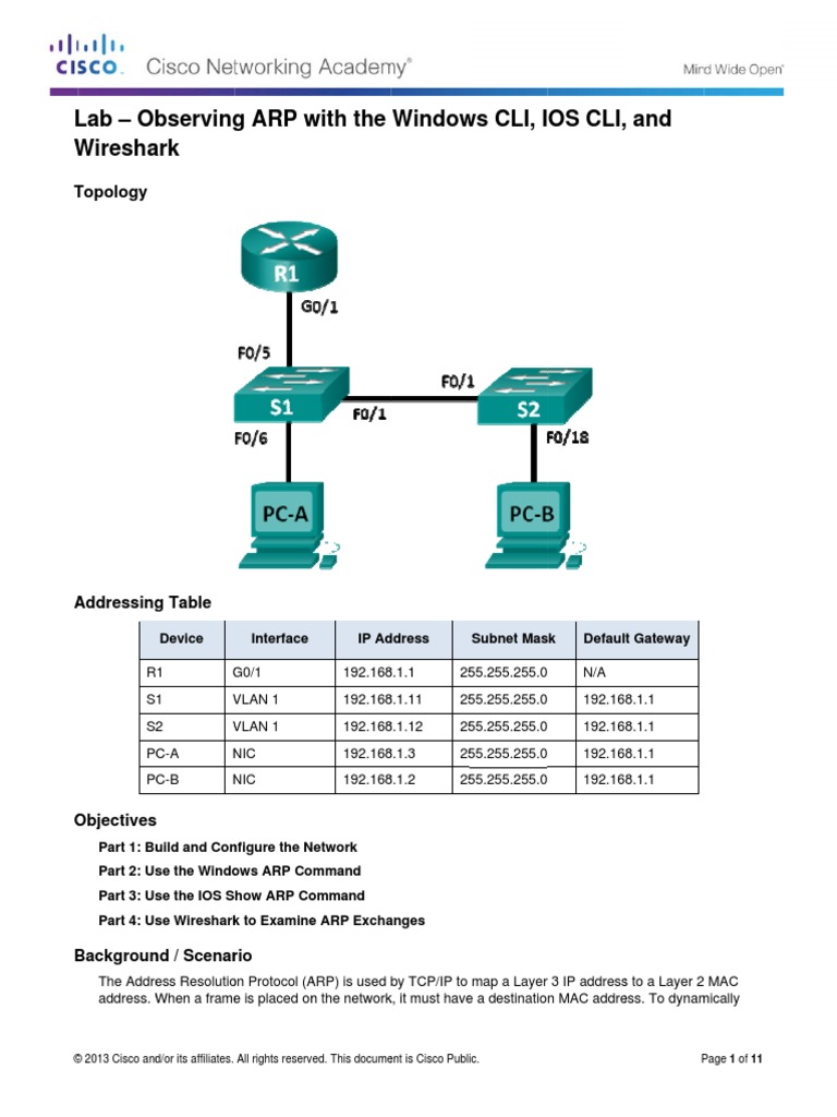 5.2.1.8 Lab - Observing ARP With The Windows CLI, IOS CLI, and ...