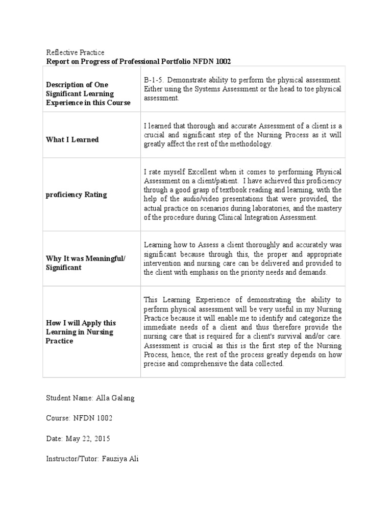 Reflective Practice in Nursing Education | PDF | Nursing | Blood ...