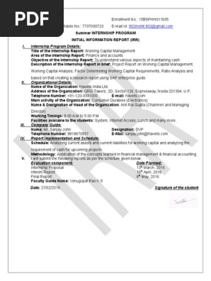 Initial Information Report