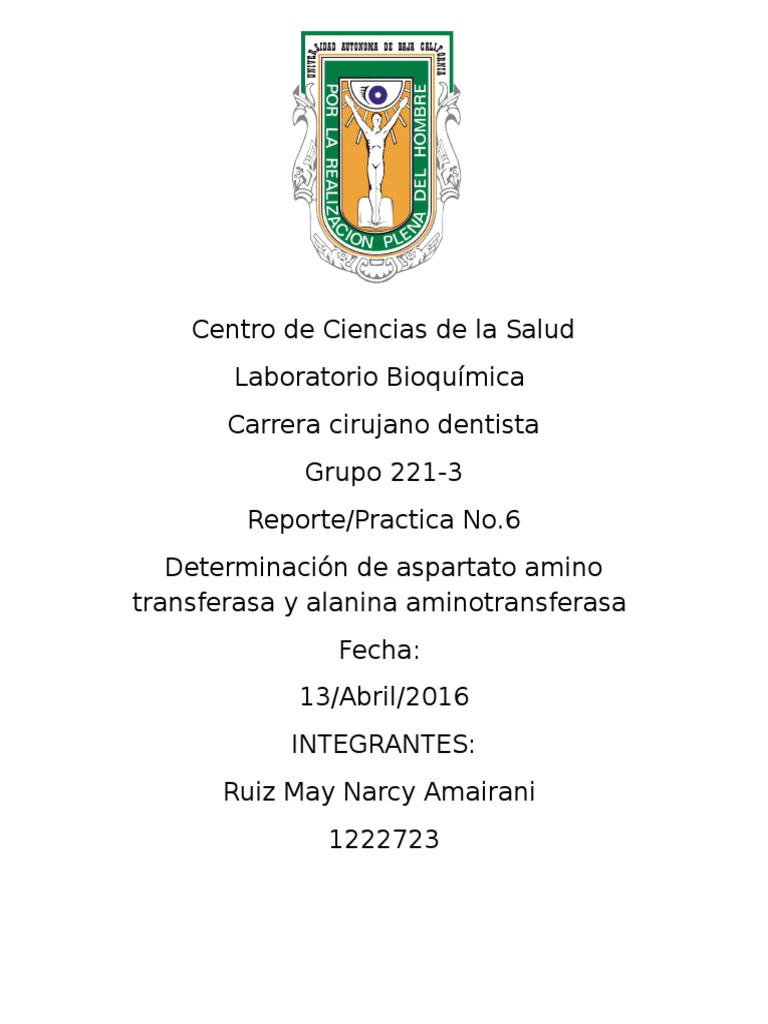 Determinación de AST y ALT en suero | PDF | Alanina transaminasa ...