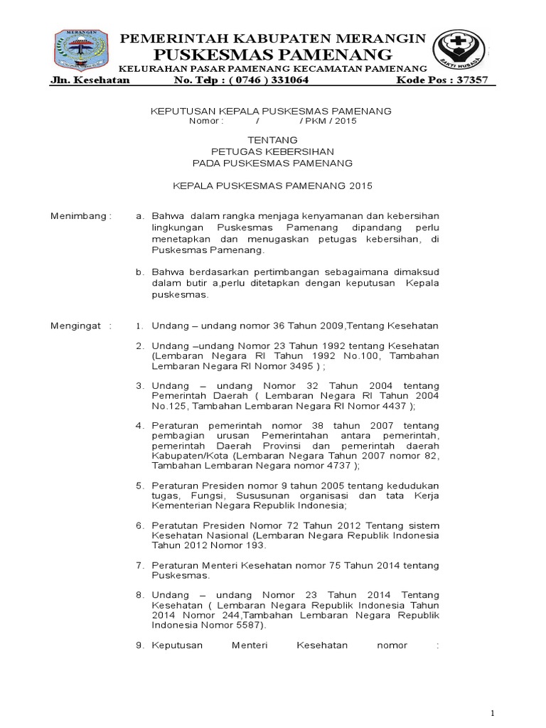 Contoh Sk Cleaning Service Kantor Desa Guru Paud