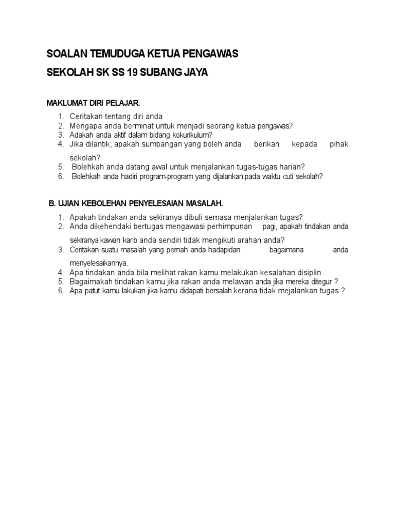 Contoh Soalan Temuduga Bahasa Arab - Lamaran T