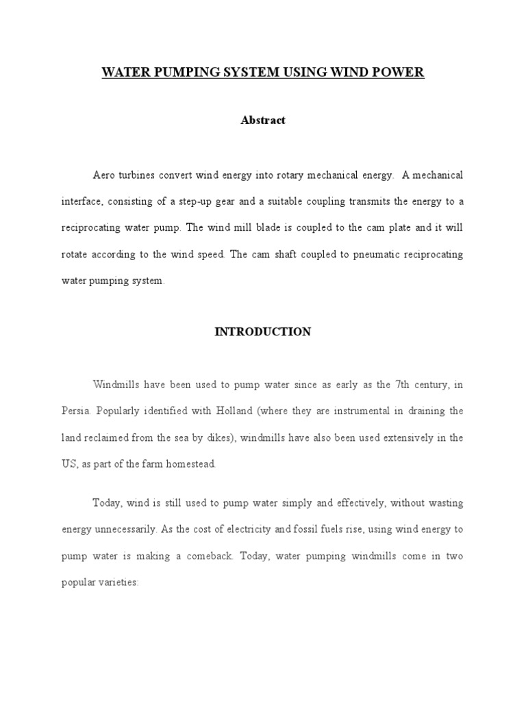 7 Water Pumping System Using Wind Power PDF Turbine Wind Power