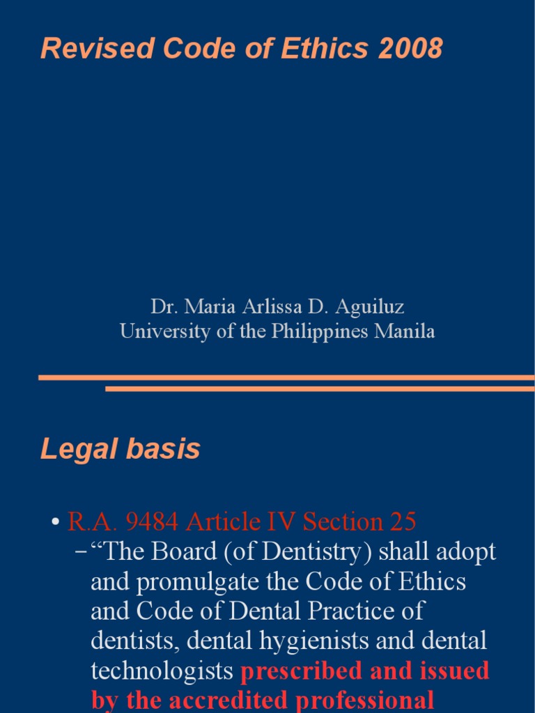 2008 Code of Ethics PDF Dentist Dental Hygienist