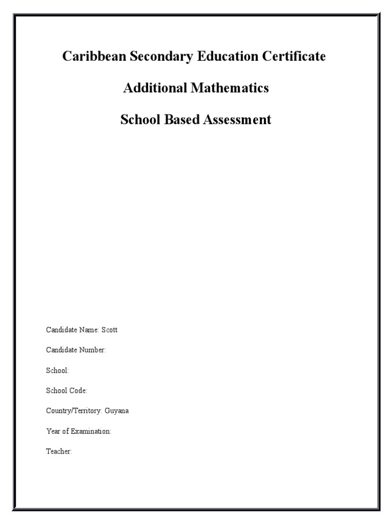 Add Math Sba Experiment Probability