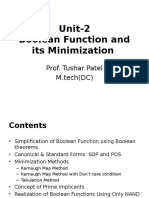 Unit-2 Boolean Function and Its Minimization: Prof. Tushar Patel M.tech (DC)
