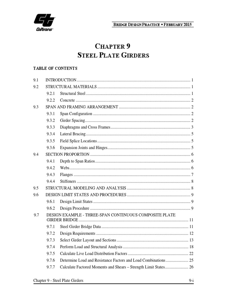 Design of Steel Plate Girders for a ThreeSpan Continuous Composite Bridge PDF Structural