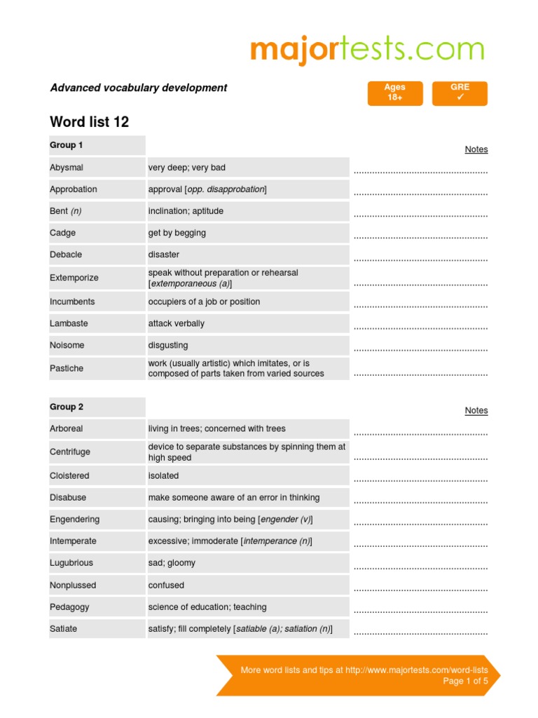 Word List 12 PDF | PDF | Foreign Language Studies