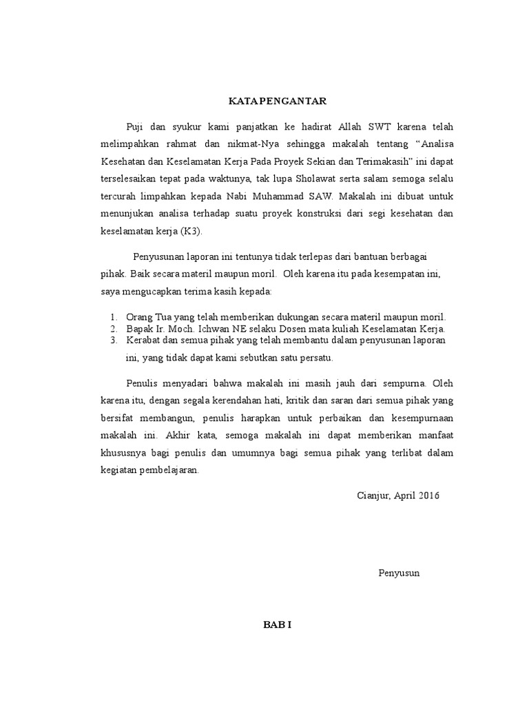 Kata Pengantar K3 Docx