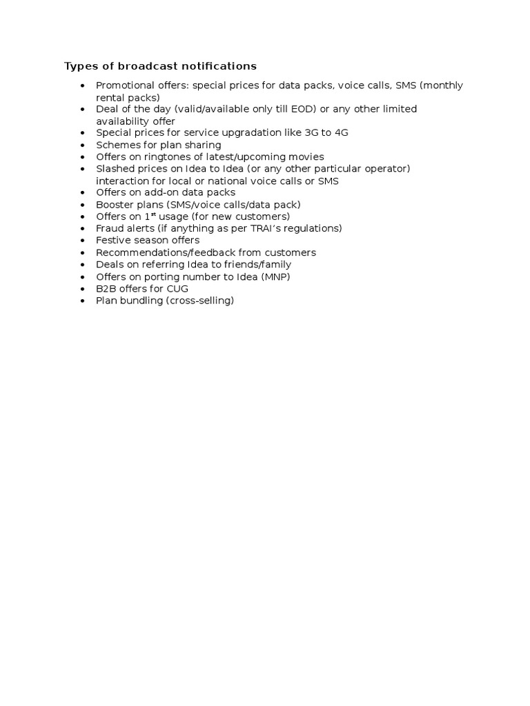 Types of Broadcast Notifications Explained | PDF | Business ...