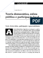 AVRITZER, Leonardo. 1999. Teoria Democrática, Esfera Pública e Participação Local