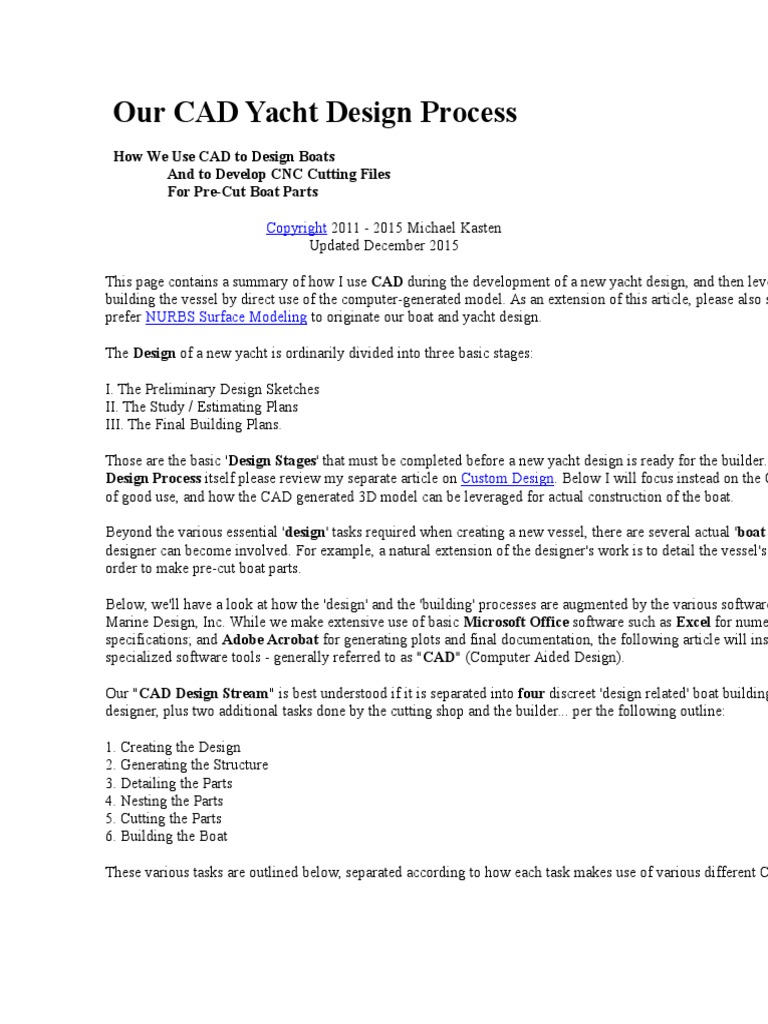 Our CAD Yacht Design Process PDF Computer Aided Design Deck (Ship)