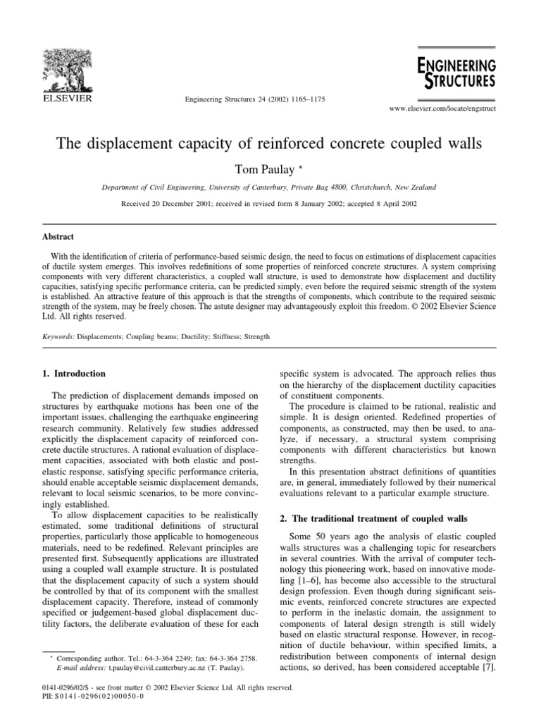 Displacement Capacity of Coupled Walls | PDF | Strength Of Materials ...