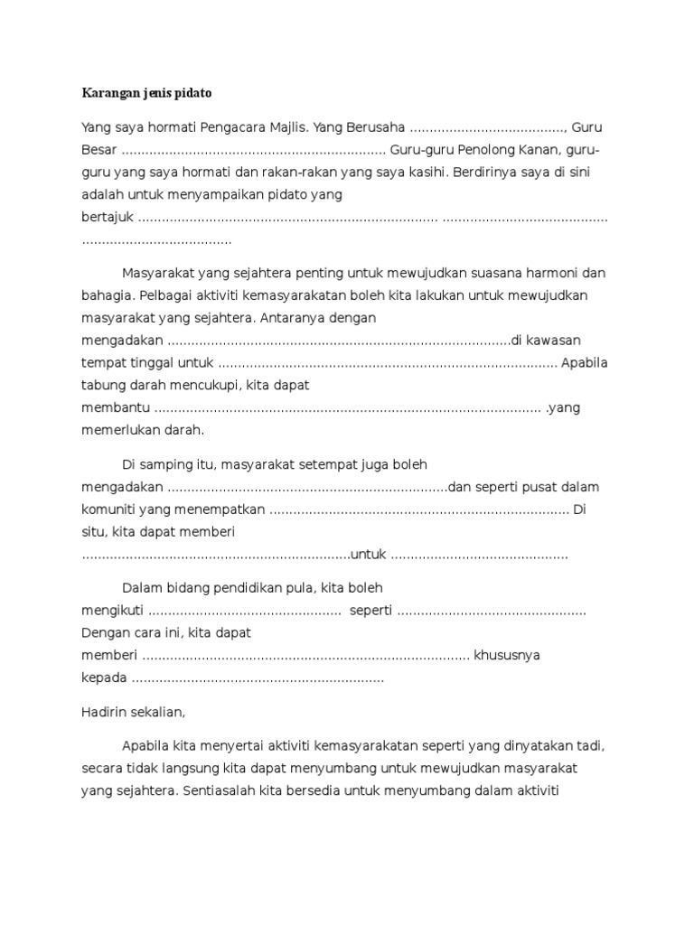 Karangan Jenis Pidato Thn 5 Pdf
