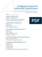 Employee Recognition Preferences Questionnaire