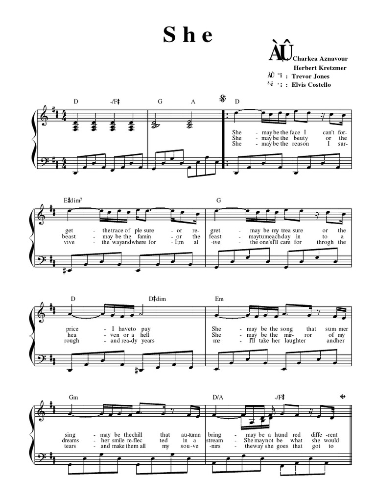 Charles Aznavour Song (She) | PDF