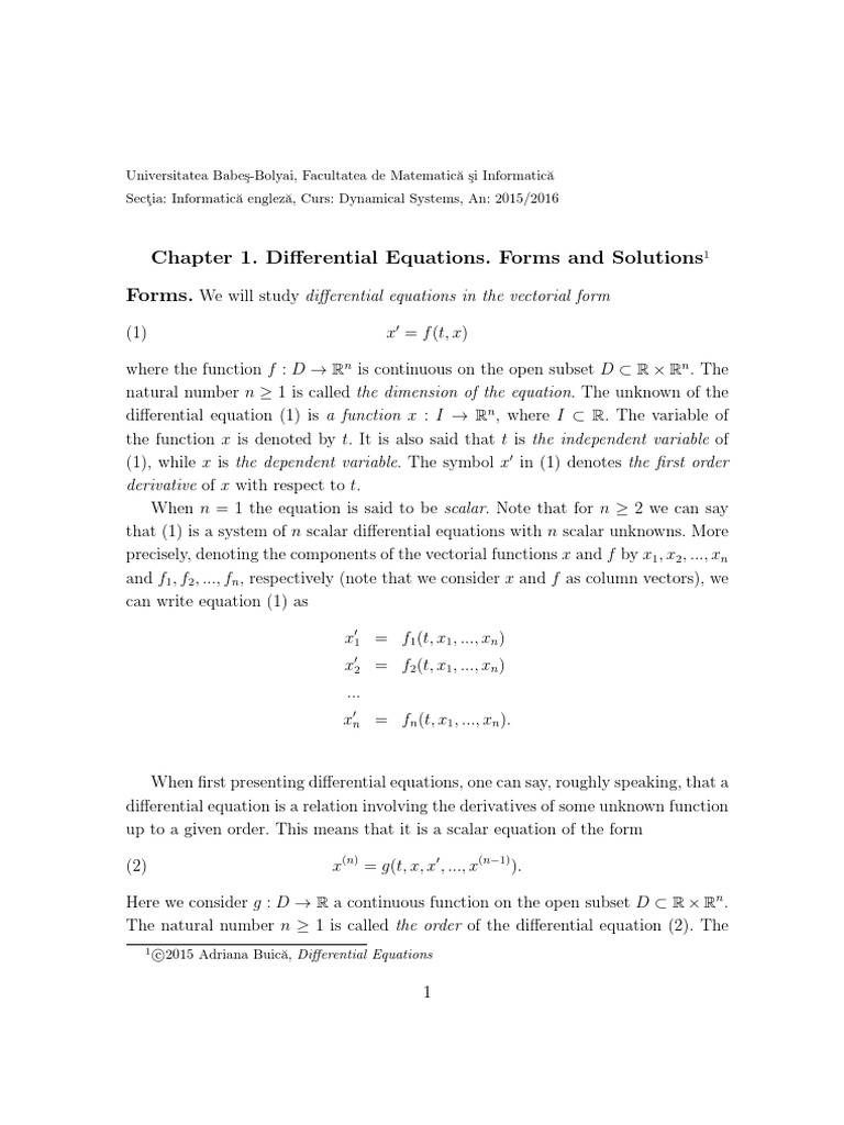 Differential Equations: Forms and Solutions | PDF | Stability Theory ...