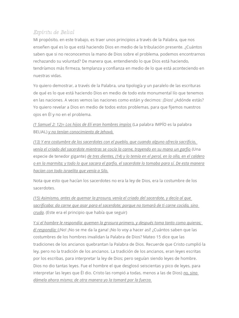 Espíritu de Belial PDF Sacerdote Cristo (título)