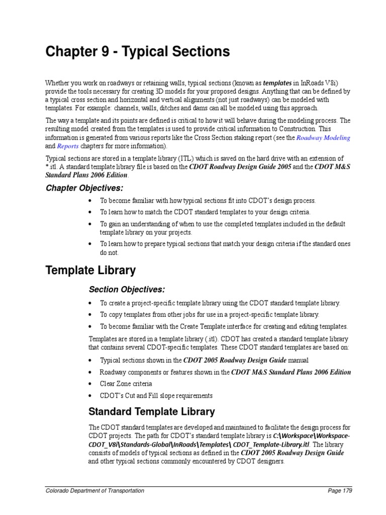 InRoads Template Library Guide | PDF | Road Surface | Menu (Computing)