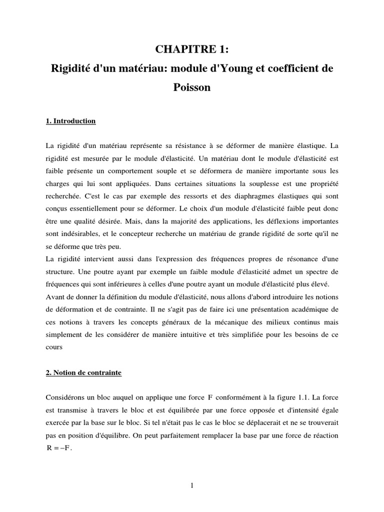 Rigidité et module d'élasticité des matériaux | PDF | Élasticité ...