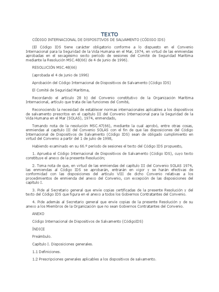 Código Solas SAFETY NORMA INTERNACIONAL | PDF | Naturaleza