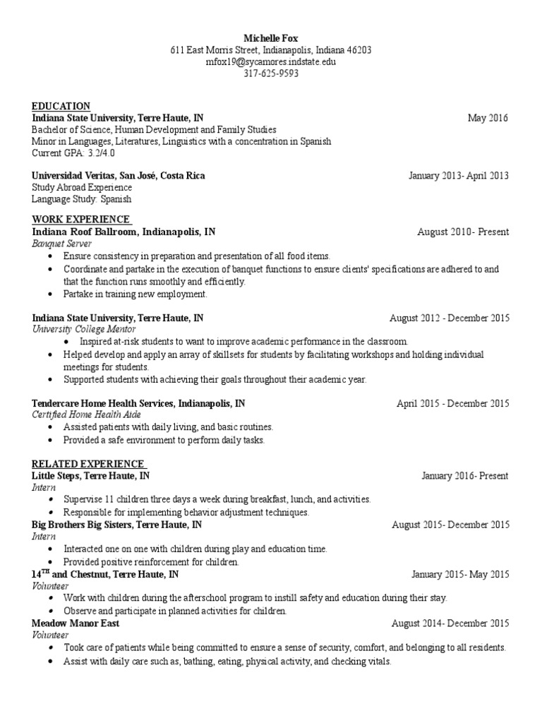 Michelle Fox Resume | PDF