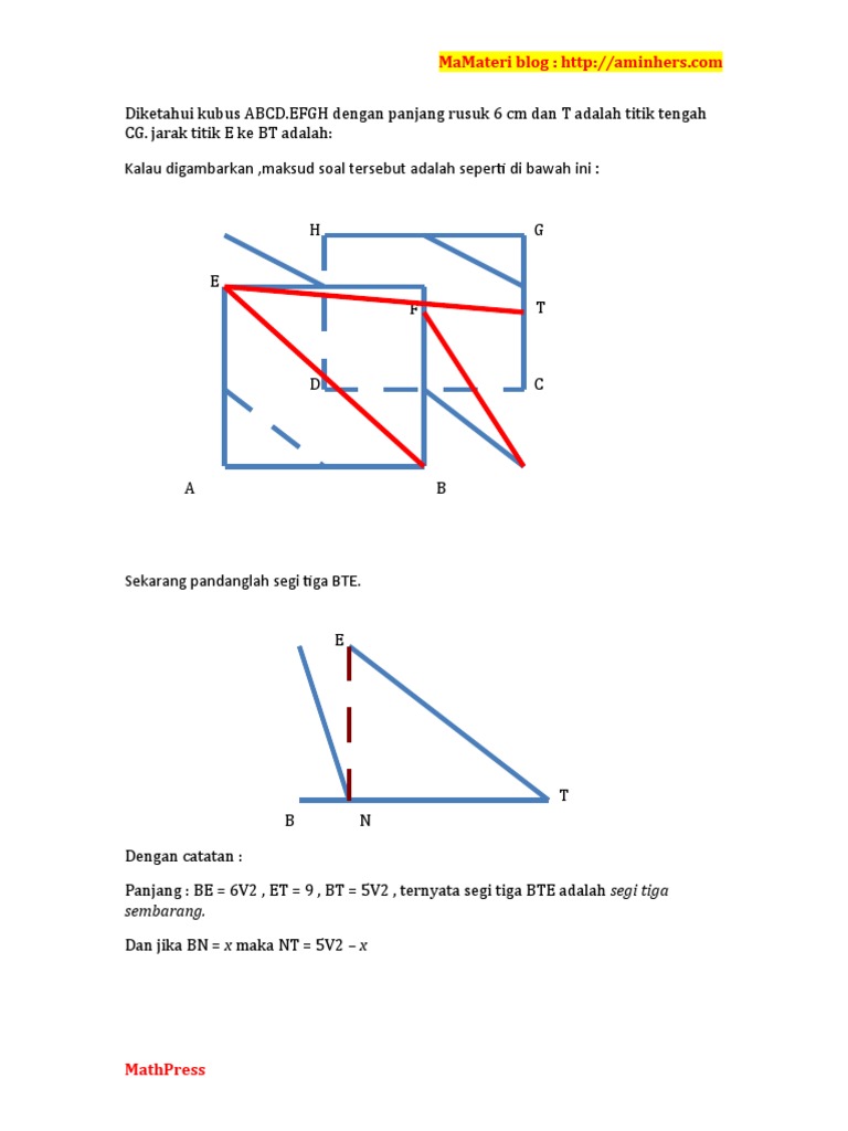 Soal dan pembahasan Dimensi Tiga