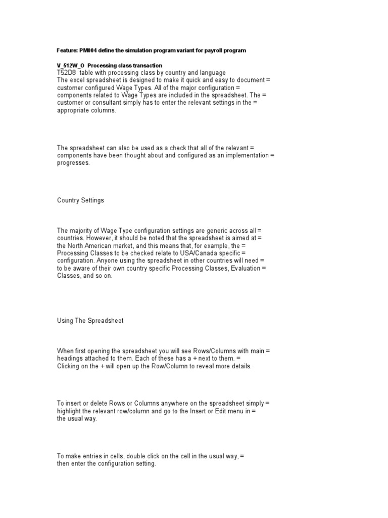 Feature: PM004 Define The Simulation Program Variant For Payroll ...