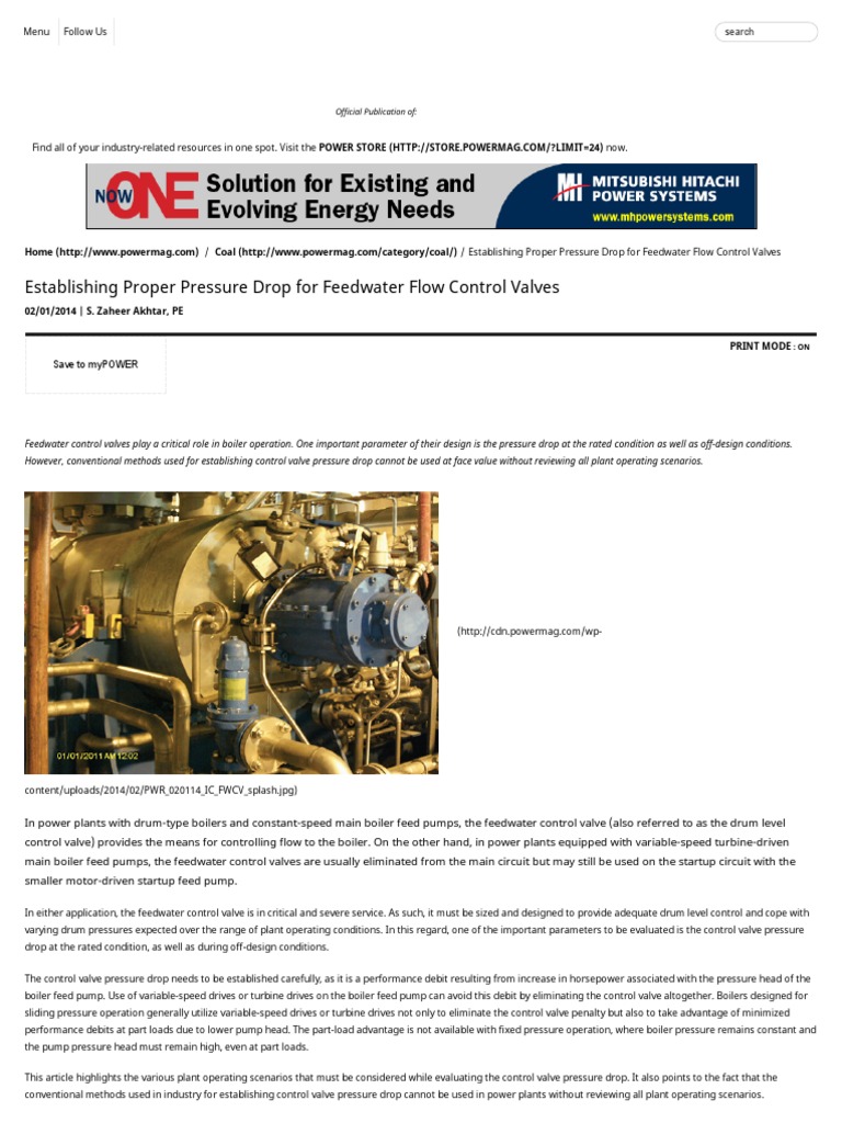 Feedwater Valve Pressure Drop Analysis | PDF | Pump | Valve
