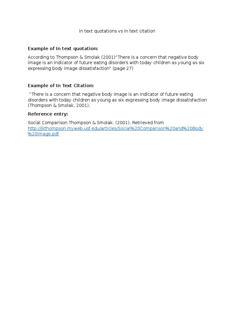 In-Text Quotation vs Citation Guide | PDF