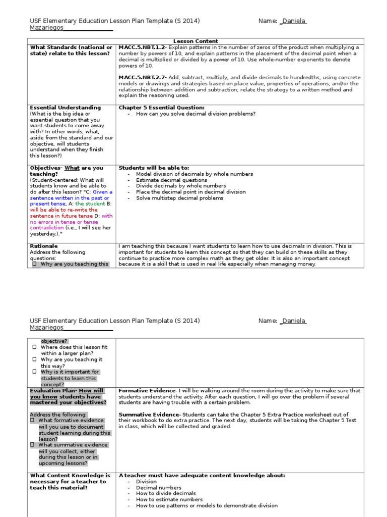 Chapter 5 Review Lesson Plan Lesson Plan Education Theory