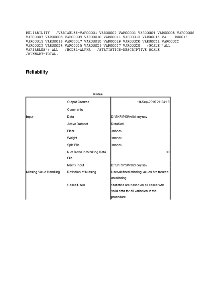 Cronbach's Alpha Analysis | PDF