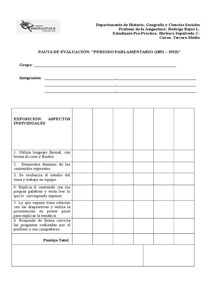 Evaluación Exposición Histórica 1891-1925 | PDF | Microsoft PowerPoint ...