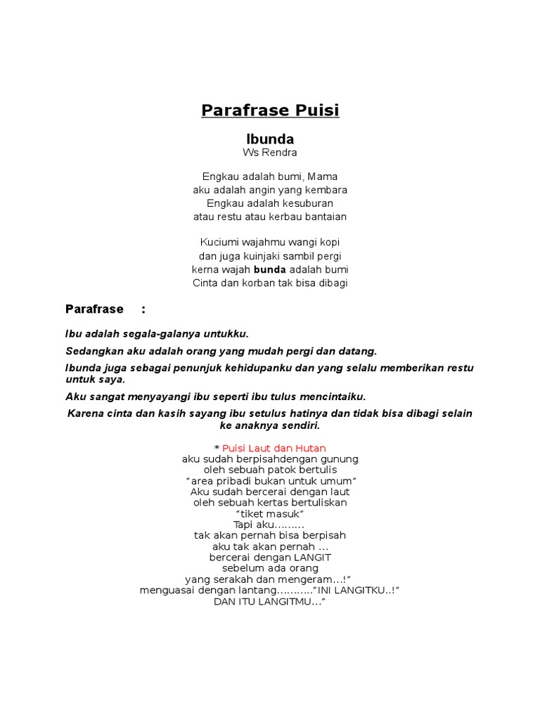 Parafrase Puisi