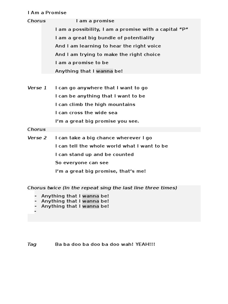 I Am A Promise Lyrics | PDF