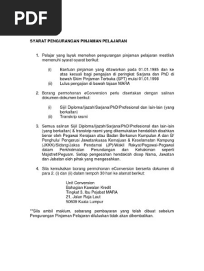 Syarat Pengurangan Pinjaman Mara