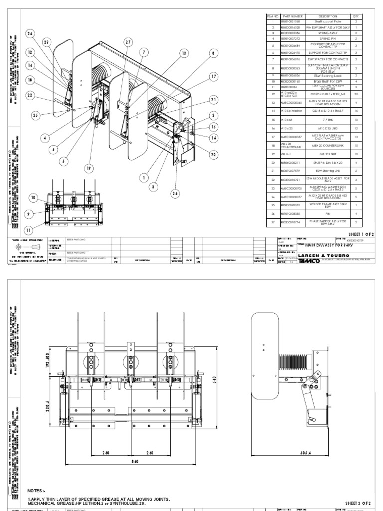Main ESW Assembly Components List | PDF | Manufactured Goods ...