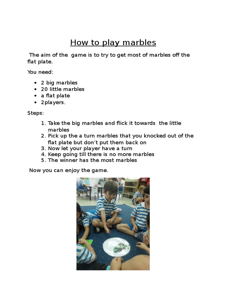 How To Play Marbles | PDF