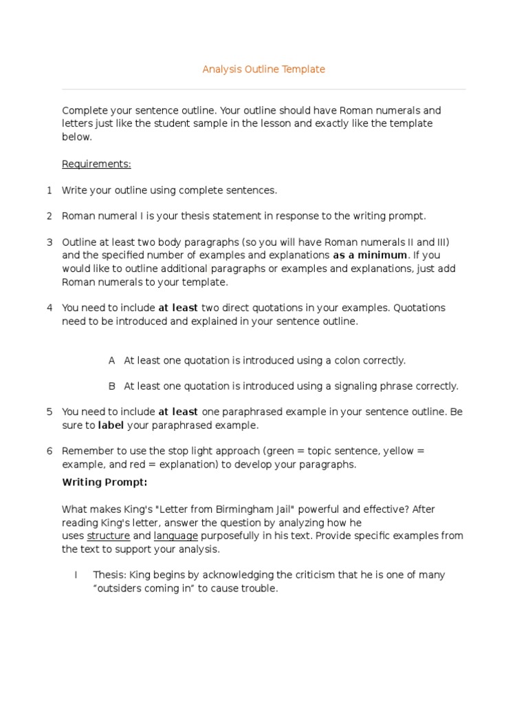 Thesis statement and sentence outline example image